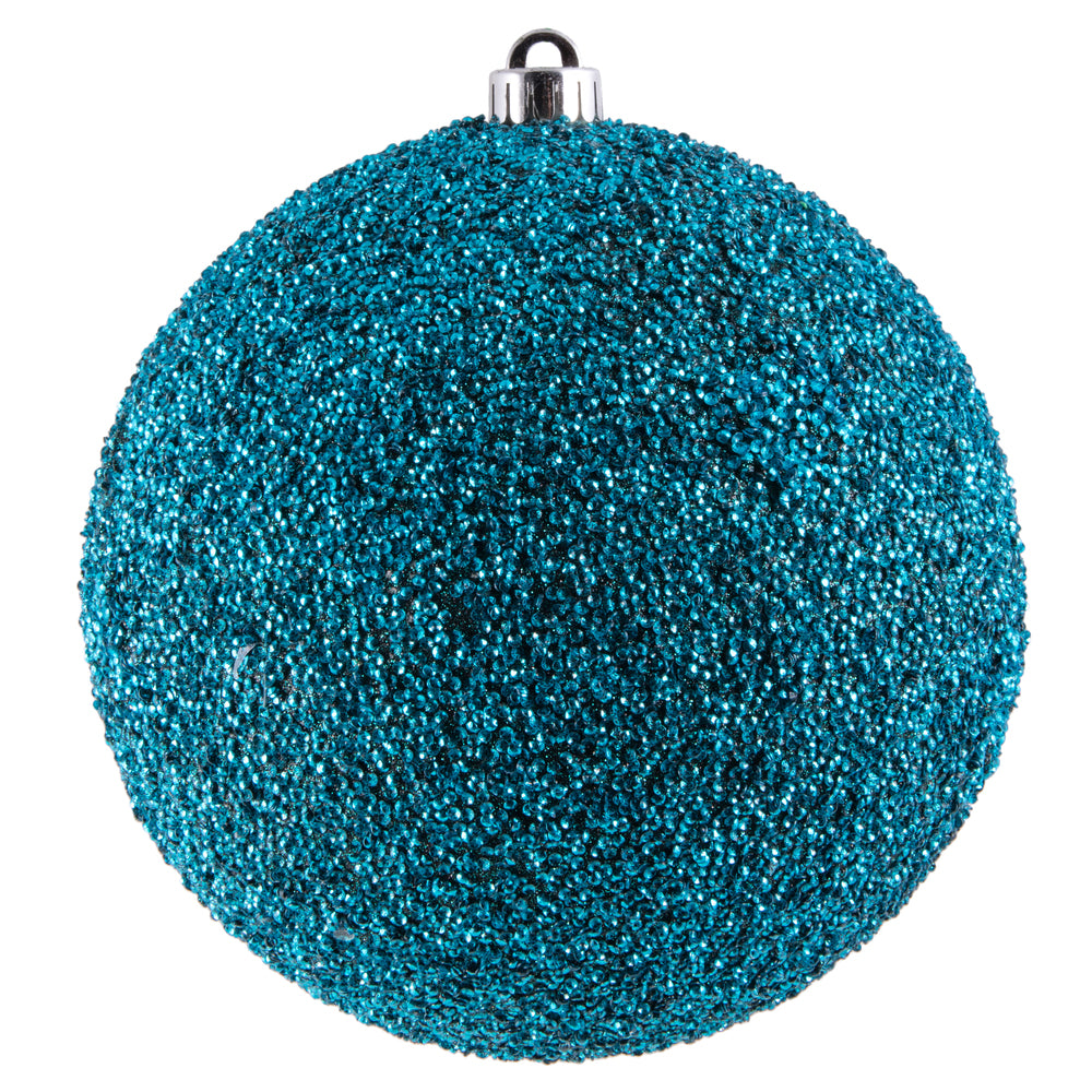 Vickerman 8" Sea Blue Beaded Ball Ornament 2 per Bag