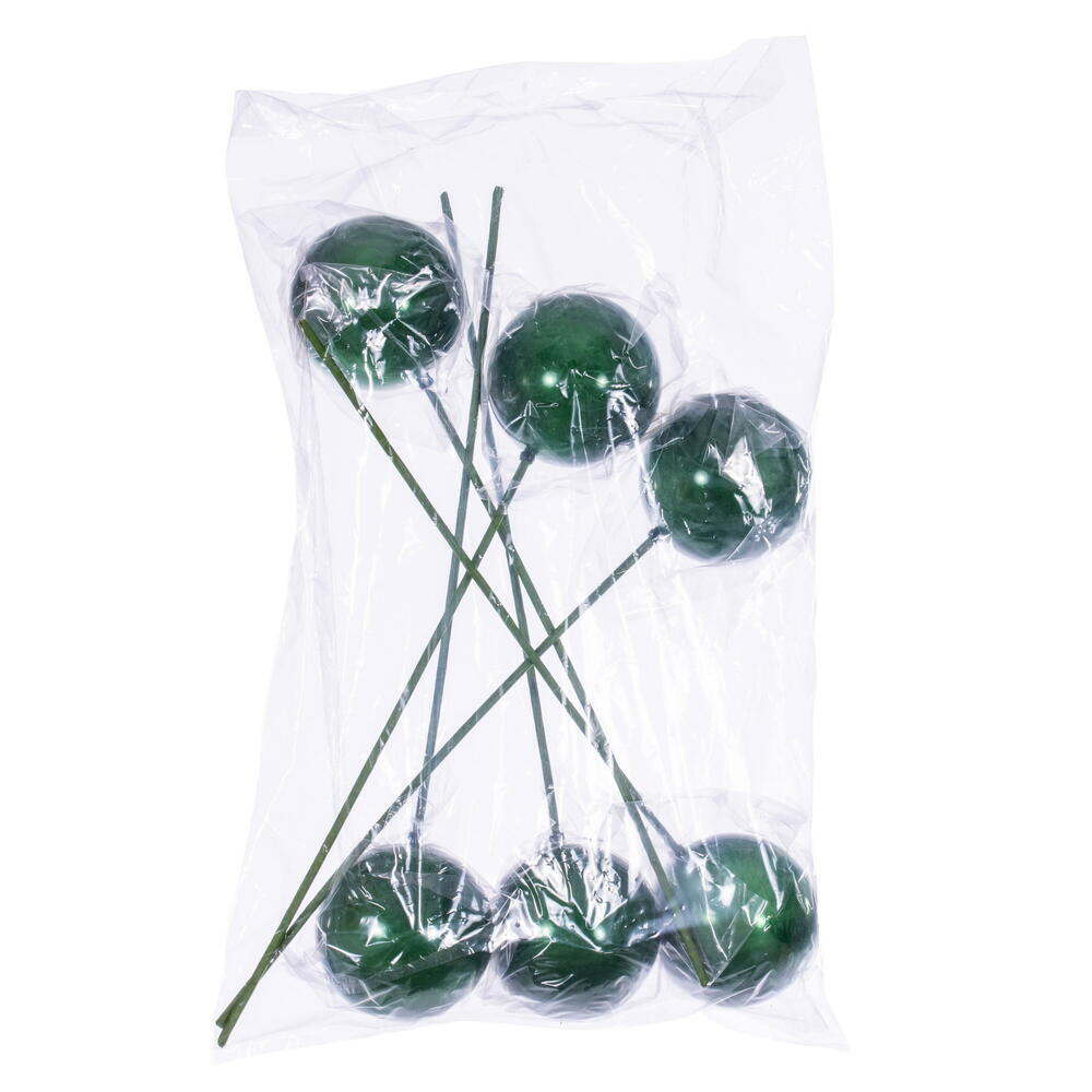 Vickerman 4" x 18" Green Pearl Ball Ornament Stick 6 per bag.