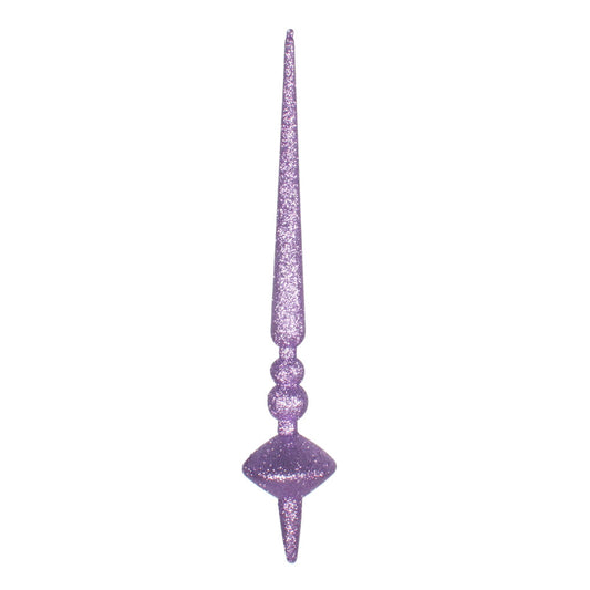 Vickerman 12" Lavender Glitter Cupola Finial. This long finial ornament adds depth and texture to any holiday decorating project. Made with shatterproof plastic. Includes 3 pieces per bag.