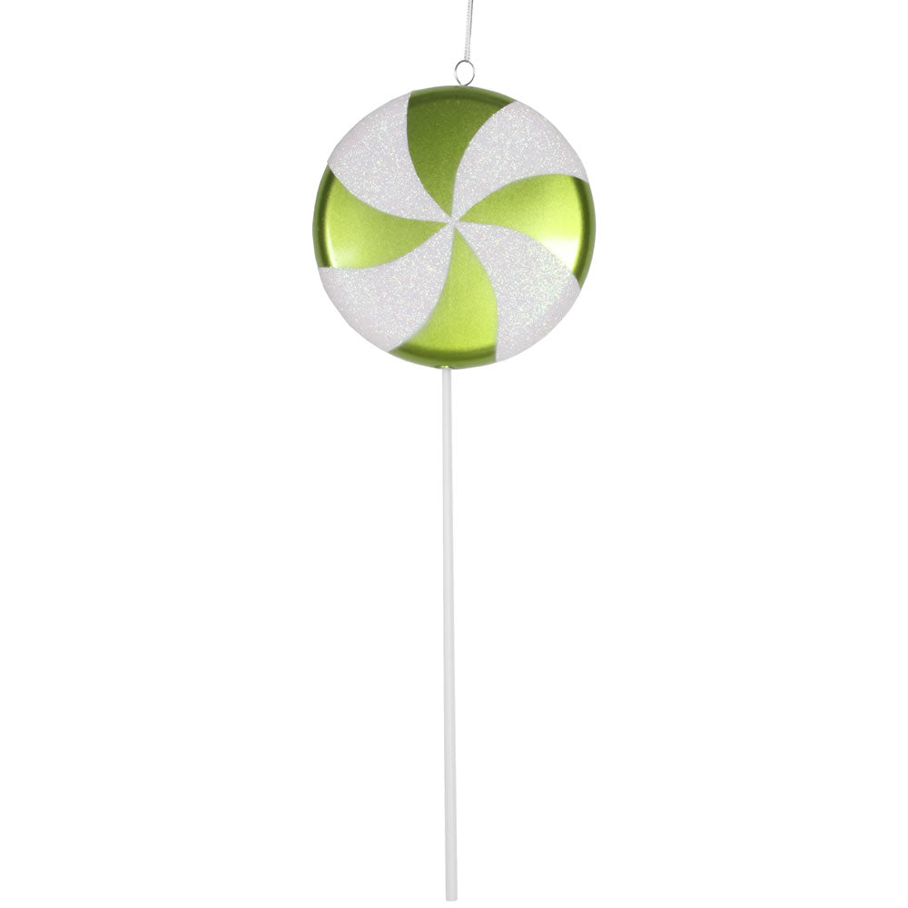 Vickerman 17" Lime-Green-White Candy Lollipop Christmas Ornament