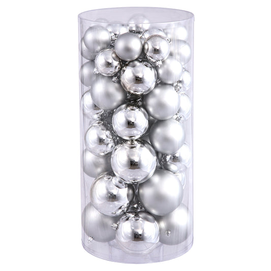 Vickerman 2.4"-3"-4" Silver Shiny and Matte Ball Ornament 50 per Box