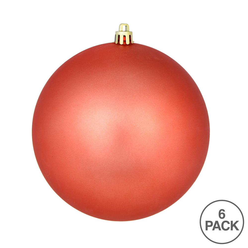 Vickerman 4" Coral Matte Ball Ornament 6 per Bag