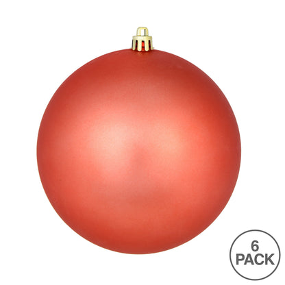 Vickerman 4" Coral Matte Ball Ornament 6 per Bag