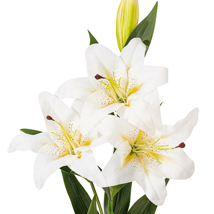 Vickerman 36'' Artificial White and Yellow Real Touch Lily Spray. Includes 2 sprays per pack.