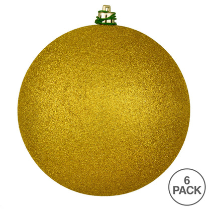 Vickerman 4" Medallion Gold Glitter Ball Ornament 6 per Bag