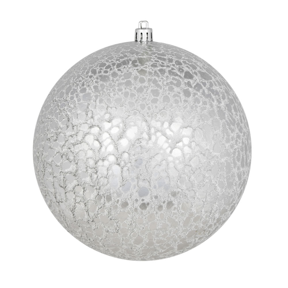 Vickerman 6" Silver Crackle Ball Ornament 4 per Bag