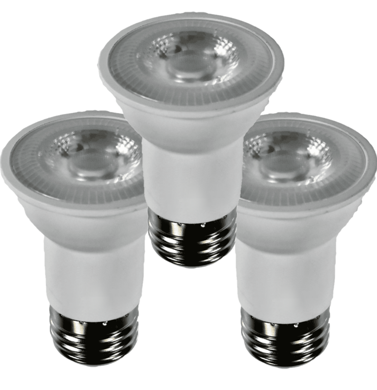 Damar PAR16 LED Long Neck Flood Light Bulb 6.5W 500 Lumen E26 Medium Base 5000K Bright White Ideal for Track & Recessed Spot Light Bulbs 120V CRI80 40° Beam Angle Dimmable White Finish Pack of 3