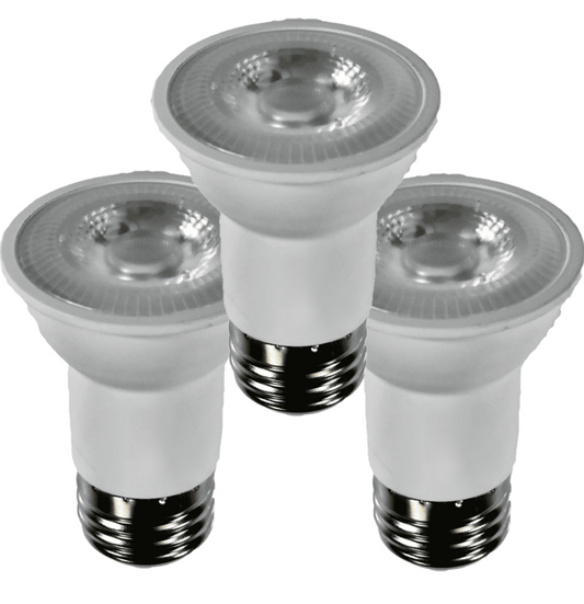 Damar PAR16 LED Long Neck Flood Light Bulb 6.5W 500 Lumen E26 Medium Base 5000K Bright White Ideal for Track & Recessed Spot Light Bulbs 120V CRI80 40° Beam Angle Dimmable White Finish Pack of 3