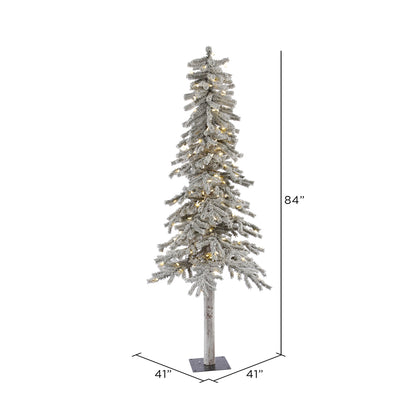 Vickerman 7' Flocked Alpine Artificial Christmas Tree Pure White Single Mold LED lights