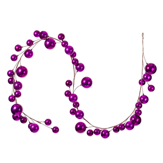 Vickerman 10' Fuchsia Pearl Branch Ball Wire Garland.