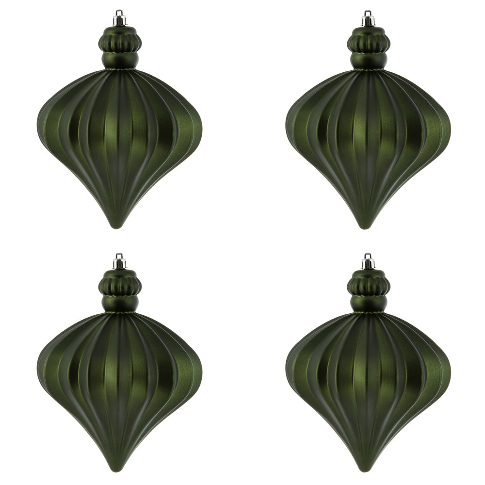 Vickerman 6" Moss Green Matte Onion Drop Christmas Ornament 4 per Bag