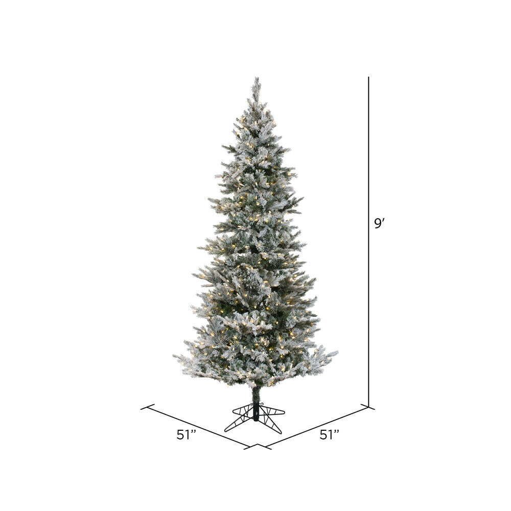 Vickerman 9' x 51" Flocked Kiana Artificial Christmas Tree Dura-Lit® LED Warm White Mini Lights