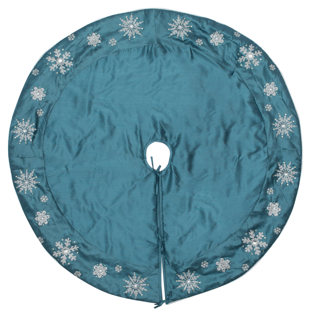 Vickerman 52" Teal Snowflake Christmas Tree Skirt