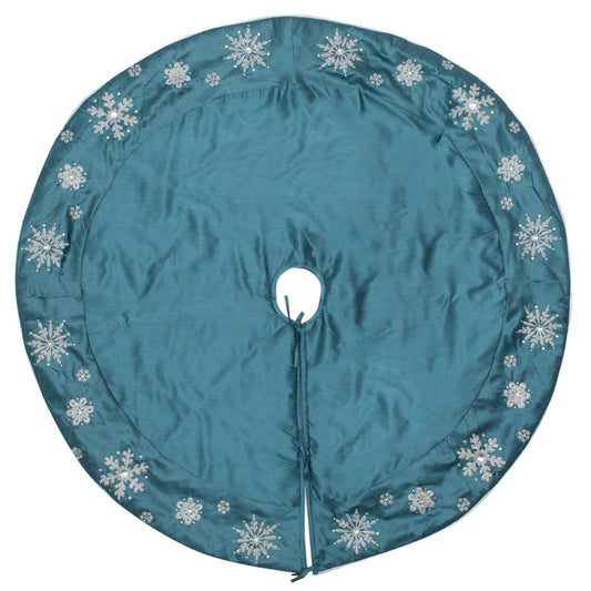 Vickerman 52" Teal Snowflake Christmas Tree Skirt