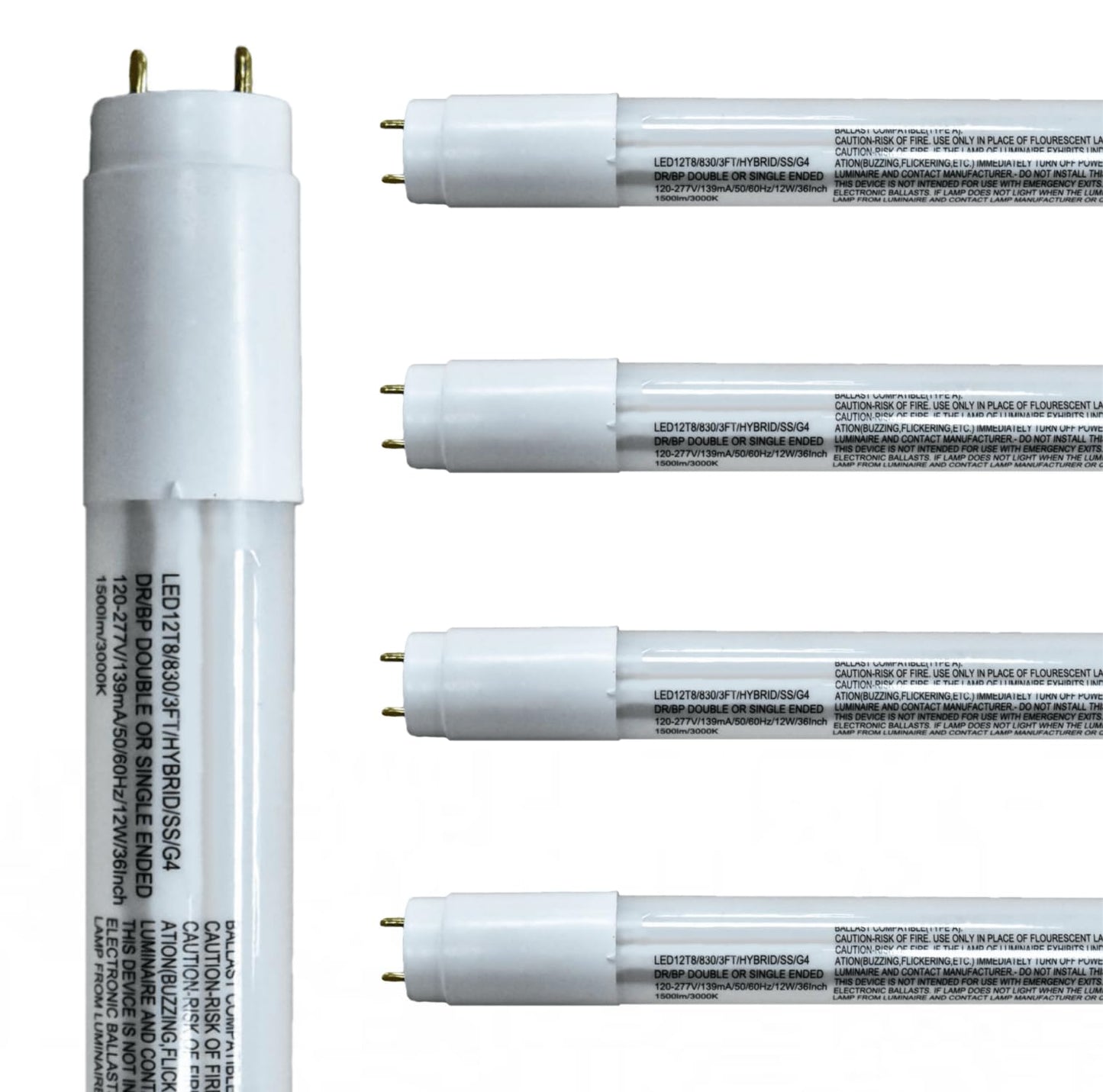 Damar- 35.75-Inch T8 LED Tube Light Bulb Type A+B Hybrid with Safe Shield Sleeve Single/Dual Ended Ballast Bypass 12W 1500 Lumen 3000K Soft White G13 Bi-Pin Base Pack of 5- Fluorescent Replacement