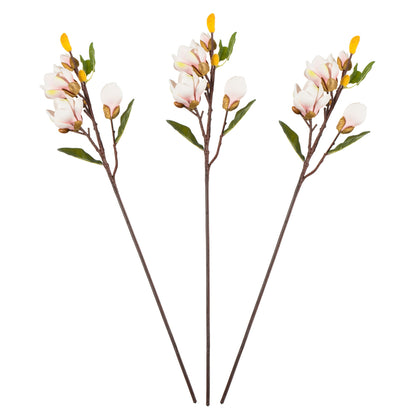 Vickerman 28" Artificial Pink Magnolia Stem Set of 3