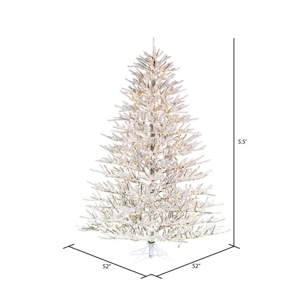 Vickerman 5.5' x 52" Flocked Pistol Pine Artificial Pre-lit Christmas Tree Warm White 3mm LED Lights.