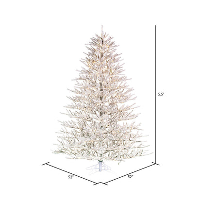 Vickerman 5.5' x 52" Flocked Pistol Pine Artificial Pre-lit Christmas Tree Warm White 3mm LED Lights.