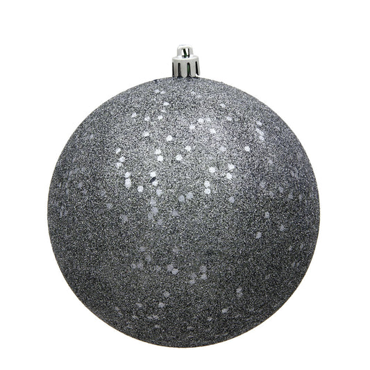 Vickerman 4" Pewter Sequin Ball Ornament 6 per Bag