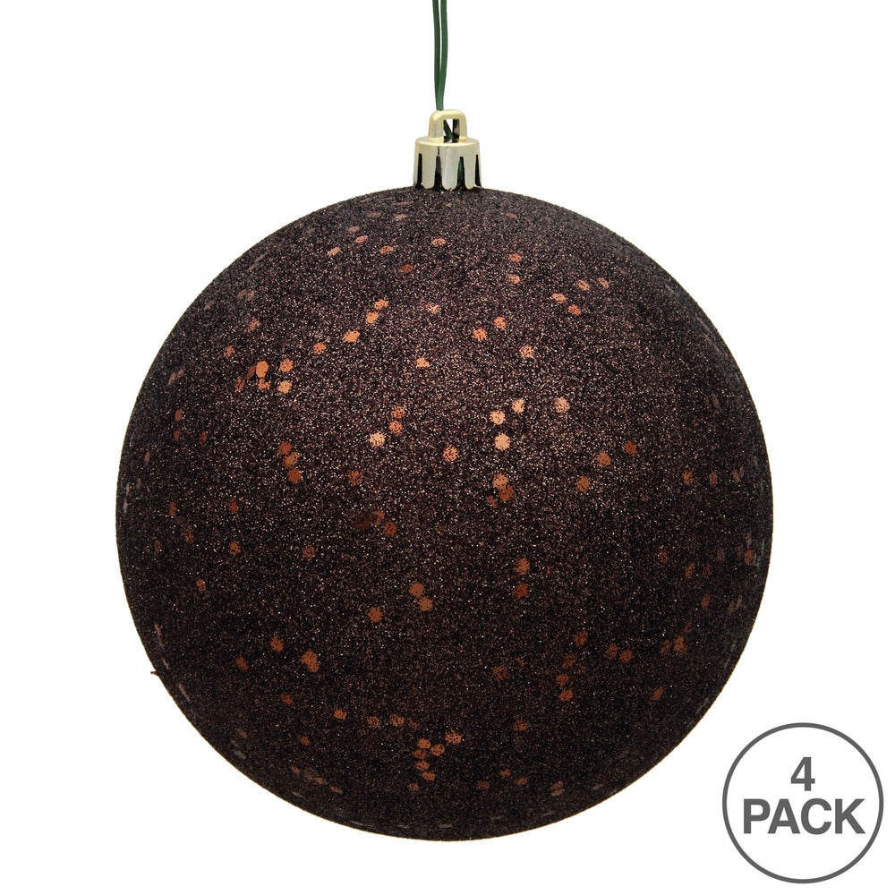 Vickerman 6" Chocolate Sequin Ball Ornament 4 per Bag