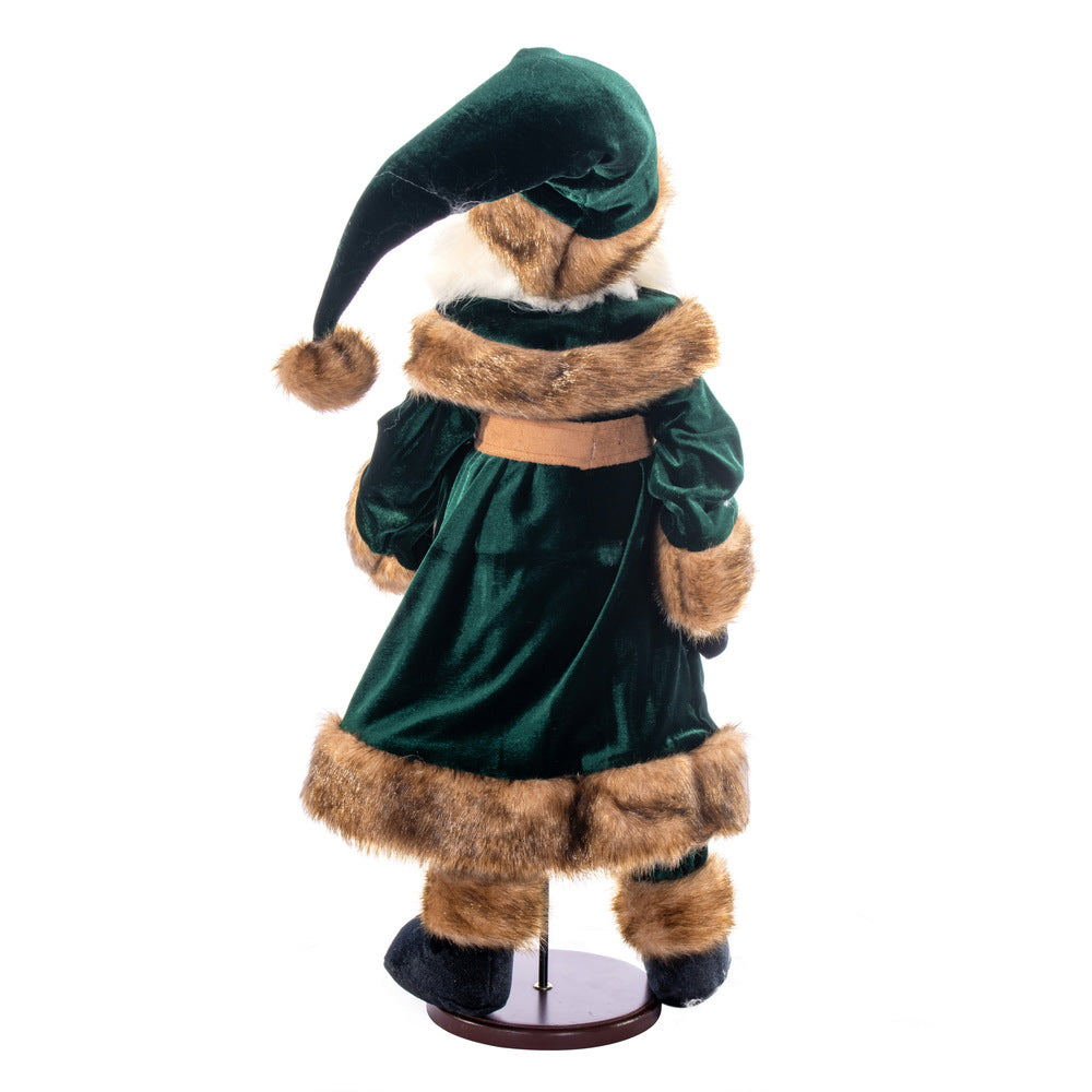 Vickerman 24" Emerald Green Velvet Santa Doll with Stand. This santa has glasses stand is removeable.