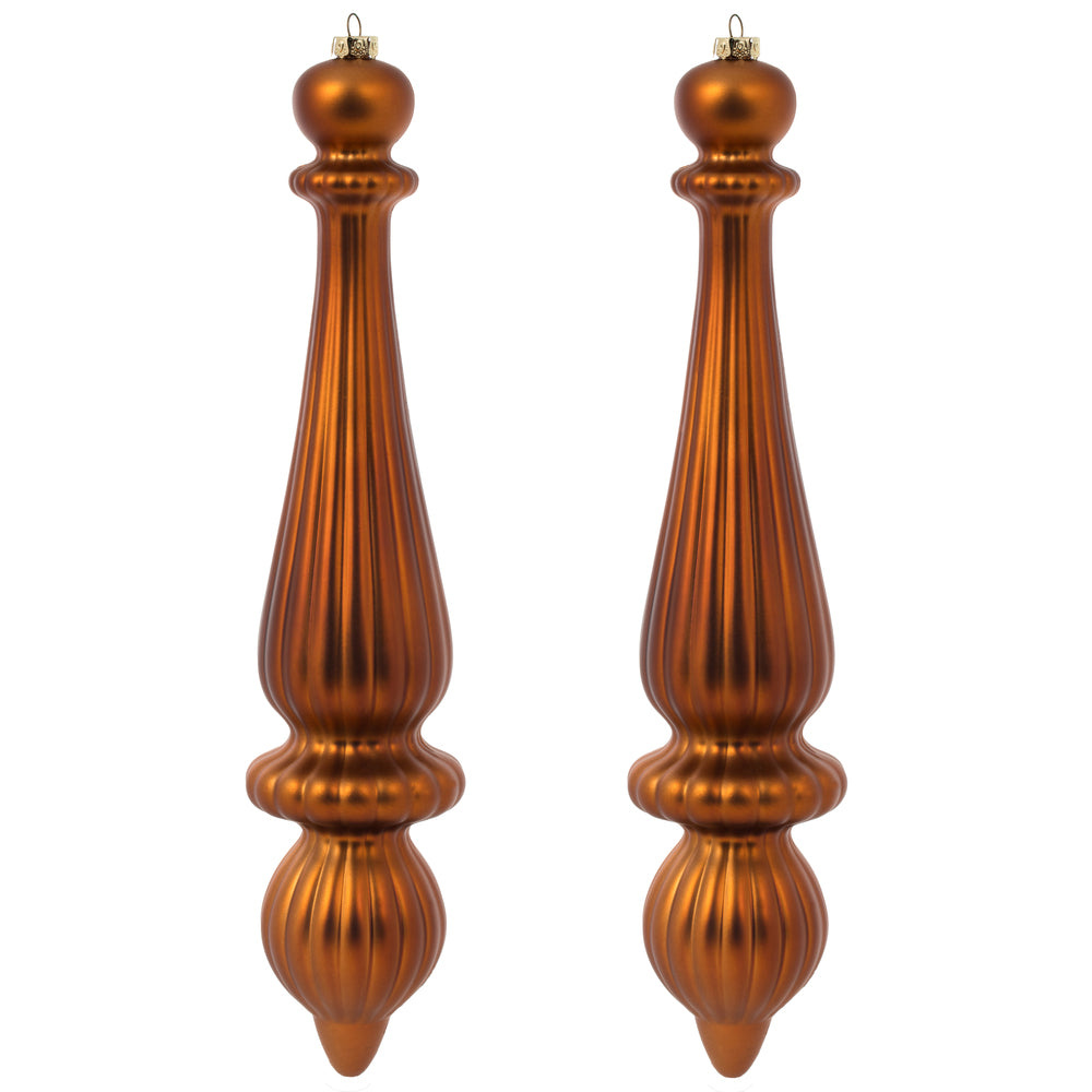 Vickerman 14" Copper Matte Finial Drop Christmas Ornament UV Treated with Drilled and Wired Cap 2 per bag