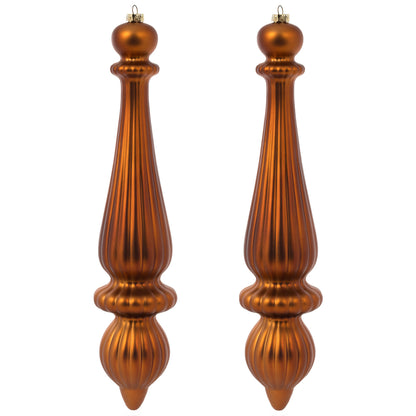 Vickerman 14" Copper Matte Finial Drop Christmas Ornament UV Treated with Drilled and Wired Cap 2 per bag