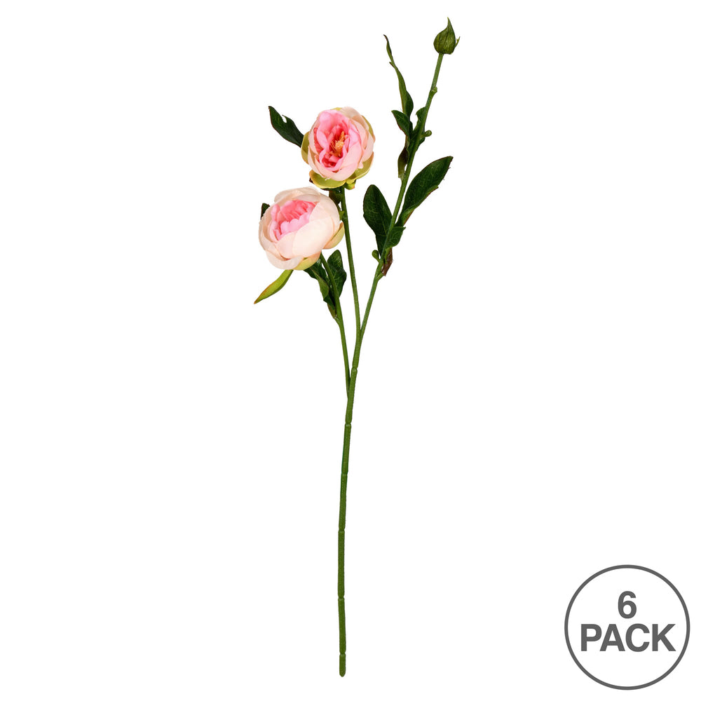 Vickerman 16" Artificial Pink Peony Spray. Includes 6 sprays per pack.