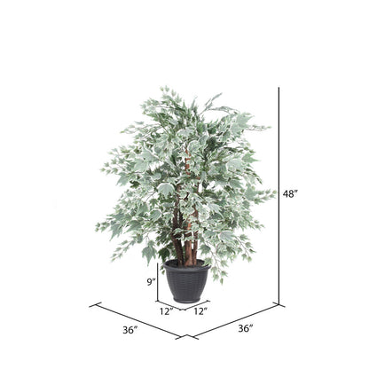 Vickerman 4' Artificial Silver Maple Extra Full Bush Gray Round Plastic Container.