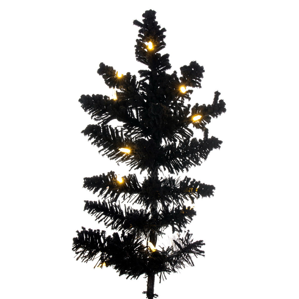 Vickerman 9' x 47" Flocked Black Fir Slim Christmas Tree Warm White LED Mini Lights.