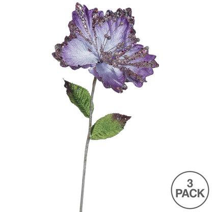 Vickerman 23" Purple Hibiscus Artificial Christmas Pick 3 per Bag