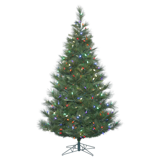 Vickerman 7.5' Norway Pine Artificial Christmas Tree with 375 Multi-Colored C7 LED Lights