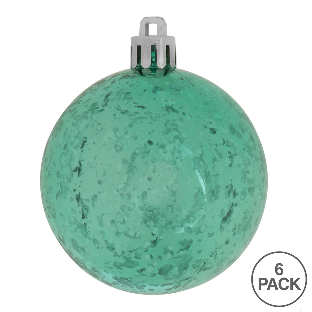 Vickerman 4" Teal Shiny Mercury Ball Ornament 6 per Bag