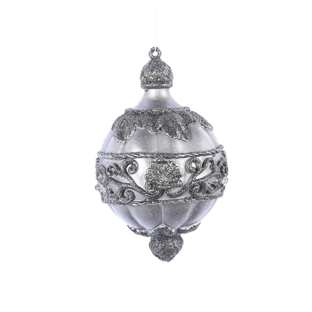 Vickerman 6.5" Gunmetal Antique Leaf Scroll Drop Christmas Ornament Set of 3