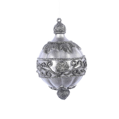 Vickerman 6.5" Gunmetal Antique Leaf Scroll Drop Christmas Ornament Set of 3