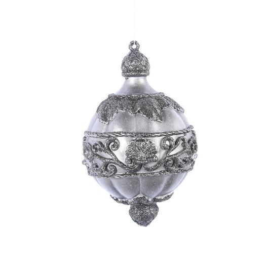 Vickerman 6.5" Gunmetal Antique Leaf Scroll Drop Christmas Ornament Set of 3