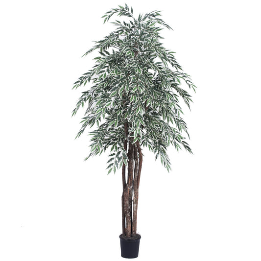 Vickerman 6' Artificial Variegated Smilax Executive Black Plastic Pot