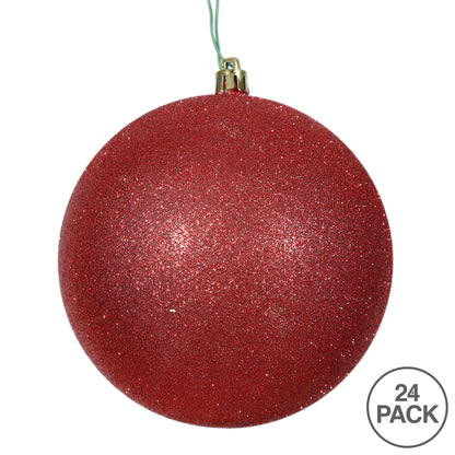 Vickerman 2.4" Red Glitter Ball Ornament 24 per Bag