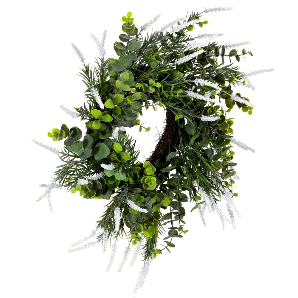 Vickerman 24" Green Artificial Rosemary & Eucalyptus Wreath.