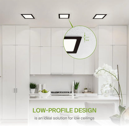 ASD Lighting LED Recessed Mini Panel Square 8inch 20W 120V Triac 2700/3000/3500/4000/5000K Black UL Energy Star