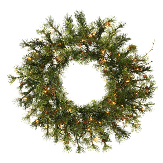 Vickerman 24" Mixed Country Pine Artificial Christmas Wreath Warm White Dura-lit LED Lights