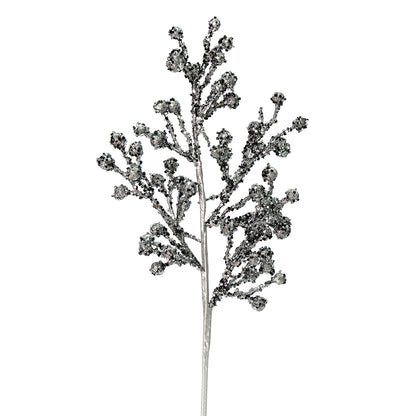 Vickerman 17" Pewter Glitter BerryArtificial Christmas Spray. Includes 6 sprays per pack.