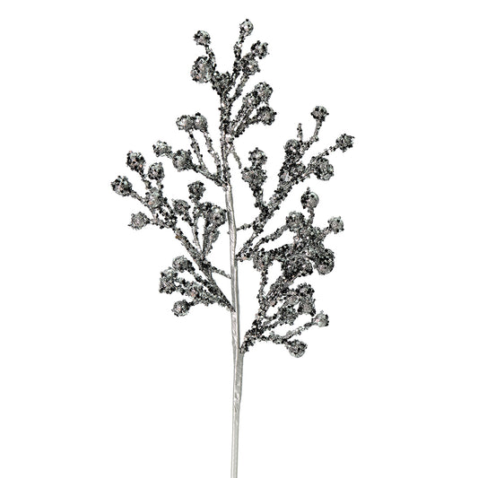 Vickerman 17" Pewter Glitter BerryArtificial Christmas Spray. Includes 6 sprays per pack.