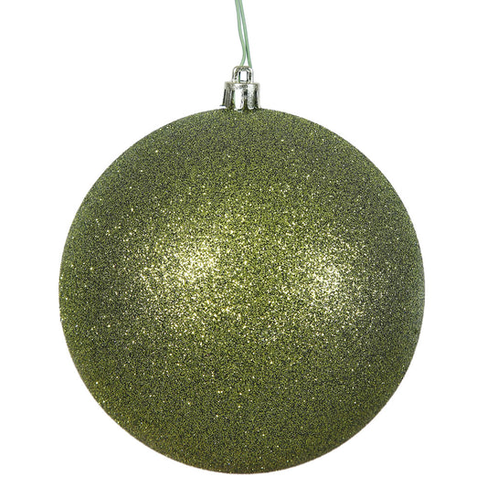 Vickerman 4" Olive Glitter Ball Ornament 6 per Bag