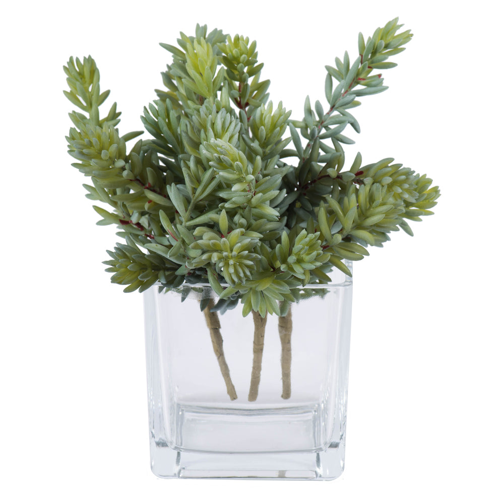 Vickerman 8" Artificial Green and Red Sedum Pick Set of 3