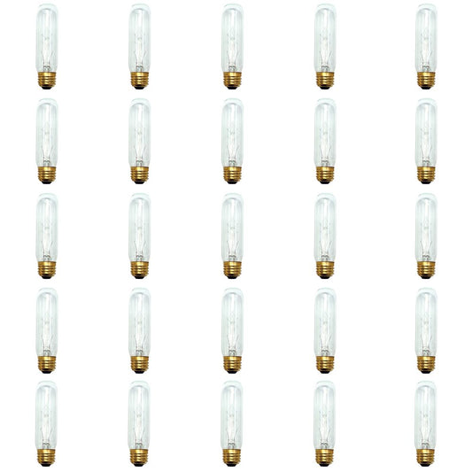 BULBRITE INCANDESCENT T10 MEDIUM SCREW (E26) 25W DIMMABLE LIGHT BULB 2700K/WARM WHITE 25PK (704125)