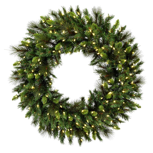 Vickerman 30" Bangor Mixed Pine Artificial Christmas Wreath Warm White Dura-lit LED Mini Lights