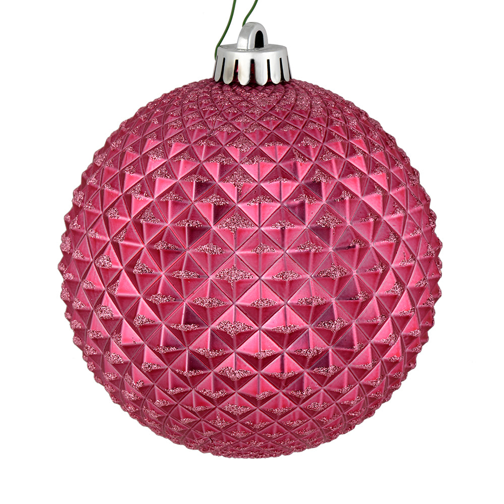 Vickerman 6" Mauve Durian Glitter Ball Ornament 4 per Bag