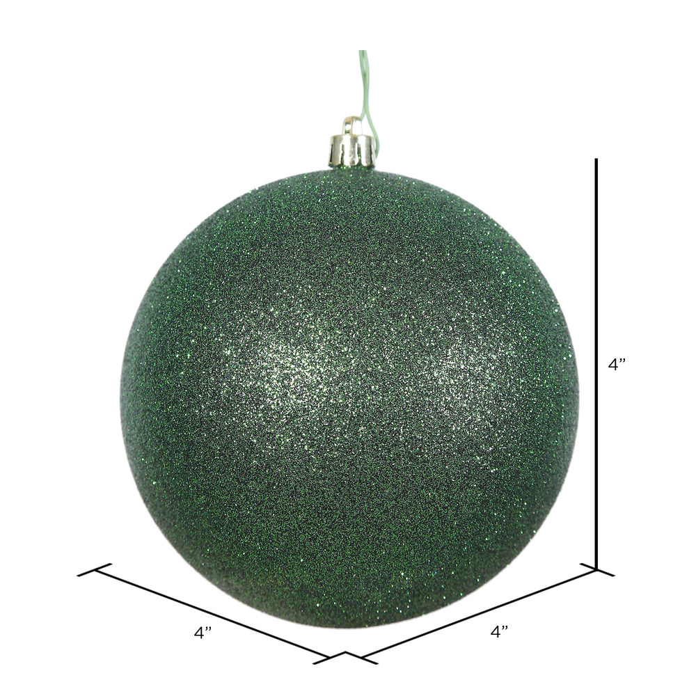 Vickerman 4" Emerald Glitter Ball Ornament 6 per Bag