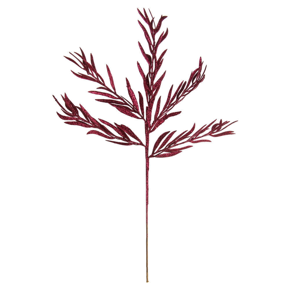 Vickerman 22" Burgundy Glitter Heather Artificial Christmas Spray. Includes 12 sprays per pack.